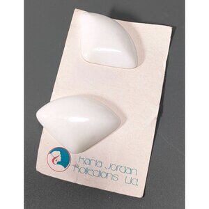 Vintage Karla Jordan White Triangle Stone Classic Deco Pierced Earrings Bold‎